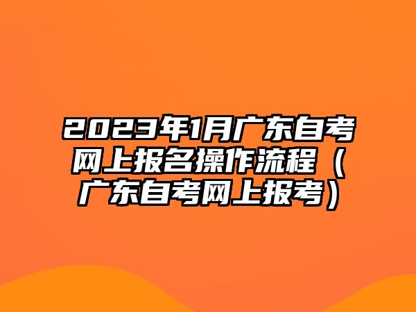 2023年1月广东自考网上报名操作流程（广东自考网上报考）