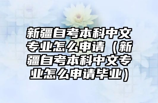 新疆自考本科中文专业怎么申请（新疆自考本科中文专业怎么申请毕业）