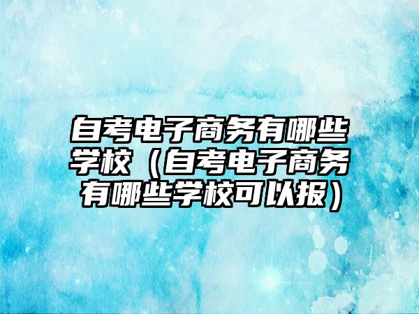 自考电子商务有哪些学校（自考电子商务有哪些学校可以报）