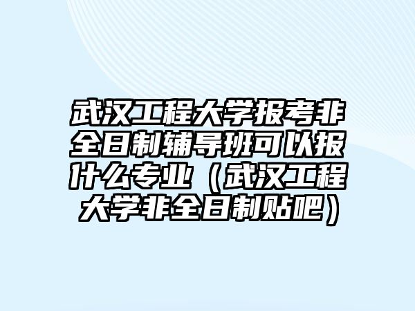 武汉工程大学报考非全日制辅导班可以报什么专业（武汉工程大学非全日制贴吧）