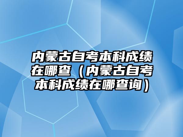 内蒙古自考本科成绩在哪查（内蒙古自考本科成绩在哪查询）