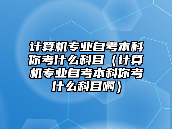 计算机专业自考本科你考什么科目（计算机专业自考本科你考什么科目啊）