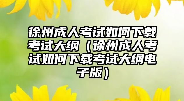 徐州成人考试如何下载考试大纲（徐州成人考试如何下载考试大纲电子版）