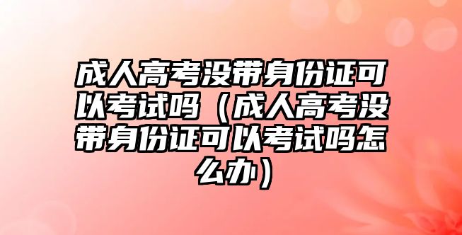 成人高考没带身份证可以考试吗（成人高考没带身份证可以考试吗怎么办）