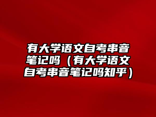 有大学语文自考串音笔记吗（有大学语文自考串音笔记吗知乎）