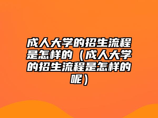 成人大学的招生流程是怎样的（成人大学的招生流程是怎样的呢）