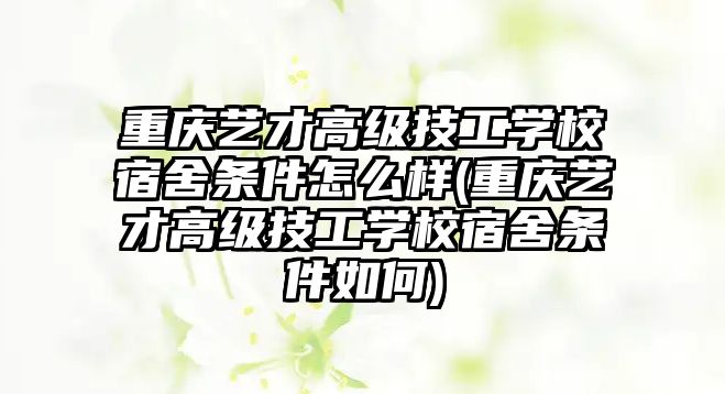 重庆艺才高级技工学校宿舍条件怎么样(重庆艺才高级技工学校宿舍条件如何)