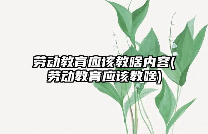 劳动教育应该教啥内容(劳动教育应该教啥)