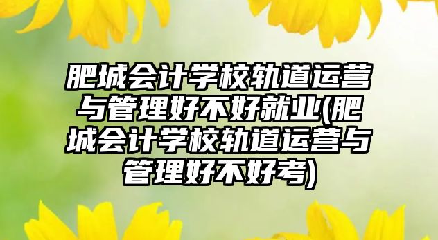 肥城会计学校轨道运营与管理好不好就业(肥城会计学校轨道运营与管理好不好考)