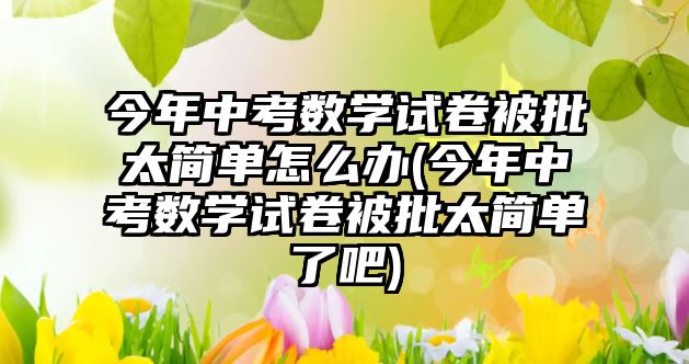 今年中考数学试卷被批太简单怎么办(今年中考数学试卷被批太简单了吧)