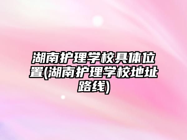 湖南护理学校具体位置(湖南护理学校地址路线)