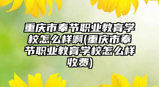 重庆市奉节职业教育学校怎么样啊(重庆市奉节职业教育学校怎么样收费)