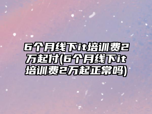 6个月线下it培训费2万起付(6个月线下it培训费2万起正常吗)