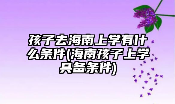 孩子去海南上学有什么条件(海南孩子上学具备条件)