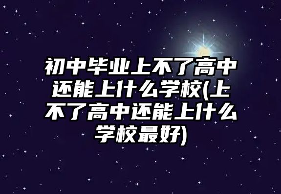 初中毕业上不了高中还能上什么学校(上不了高中还能上什么学校最好)