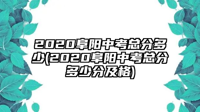 2020阜阳中考总分多少(2020阜阳中考总分多少分及格)