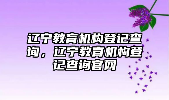 辽宁教育机构登记查询，辽宁教育机构登记查询官网