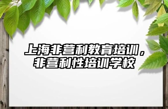 上海非营利教育培训，非营利性培训学校