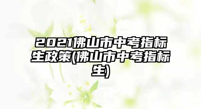 2021佛山市中考指标生政策(佛山市中考指标生)