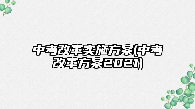 中考改革实施方案(中考改革方案2021)