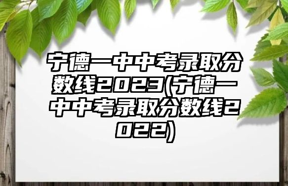 宁德一中中考录取分数线2023(宁德一中中考录取分数线2022)