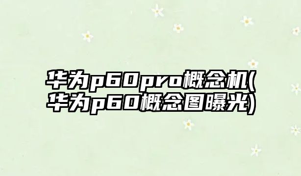 华为p60pro概念机(华为p60概念图曝光)