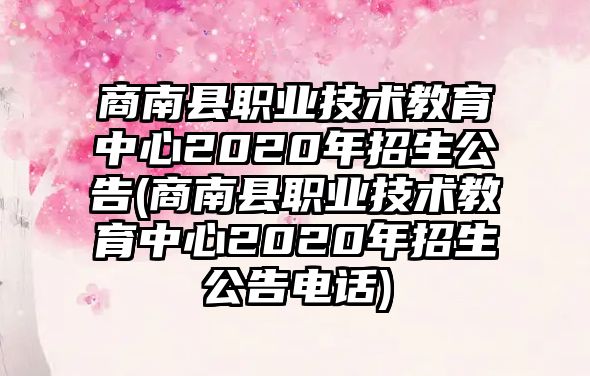 商南县职业技术教育中心2020年招生公告(商南县职业技术教育中心2020年招生公告电话)