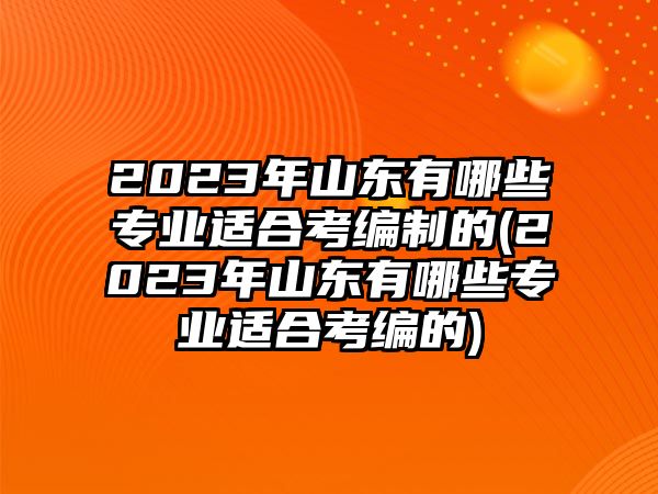 2023年山东有哪些专业适合考编制的(2023年山东有哪些专业适合考编的)