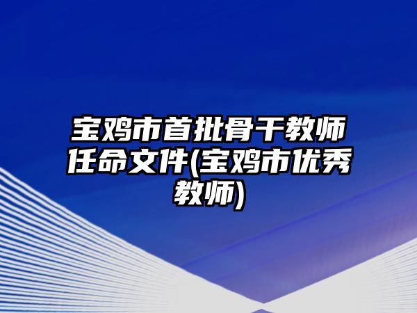 宝鸡市首批骨干教师任命文件(宝鸡市优秀教师)