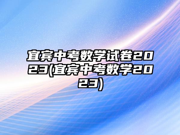 宜宾中考数学试卷2023(宜宾中考数学2023)