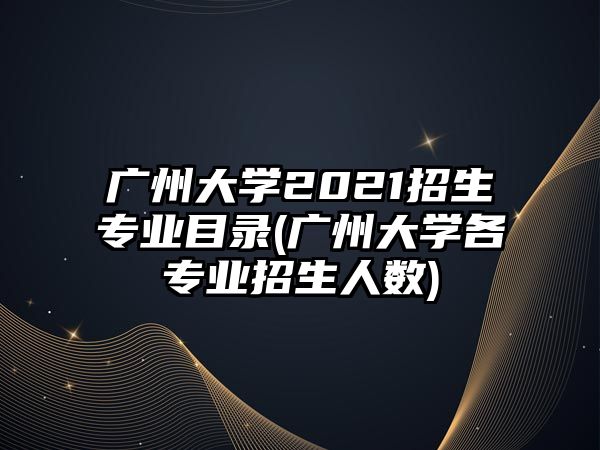 广州大学2021招生专业目录(广州大学各专业招生人数)