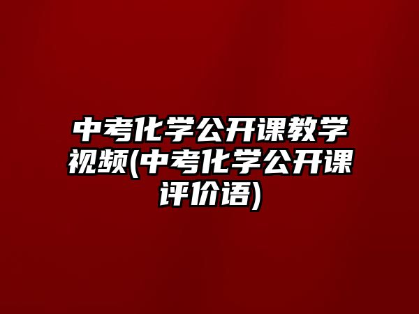 中考化学公开课教学视频(中考化学公开课评价语)