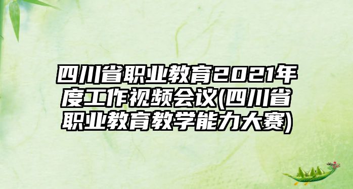 四川省职业教育2021年度工作视频会议(四川省职业教育教学能力大赛)