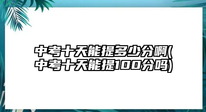 中考十天能提多少分啊(中考十天能提100分吗)