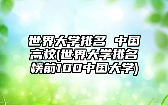 世界大学排名 中国高校(世界大学排名榜前100中国大学)