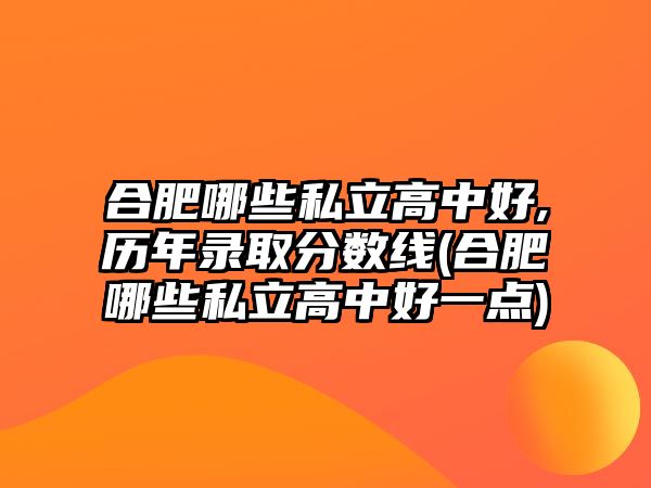 合肥哪些私立高中好,历年录取分数线(合肥哪些私立高中好一点)