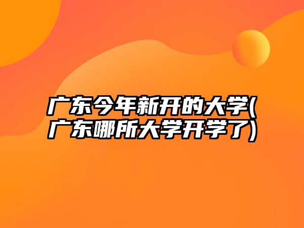 广东今年新开的大学(广东哪所大学开学了)