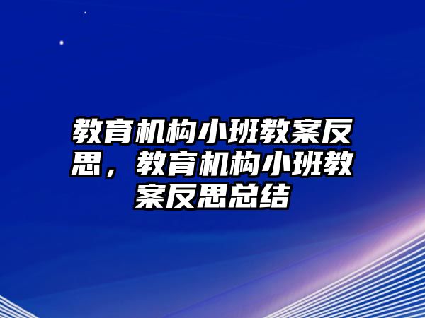 教育机构小班教案反思，教育机构小班教案反思总结