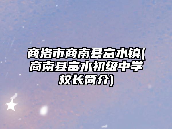 商洛市商南县富水镇(商南县富水初级中学校长简介)