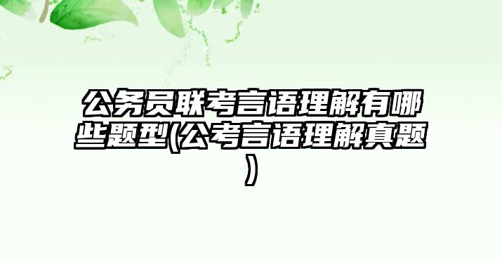 公务员联考言语理解有哪些题型(公考言语理解真题)