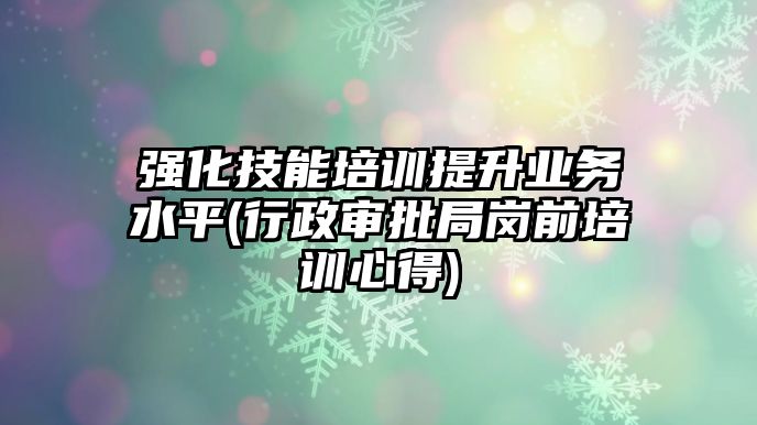 强化技能培训提升业务水平(行政审批局岗前培训心得)